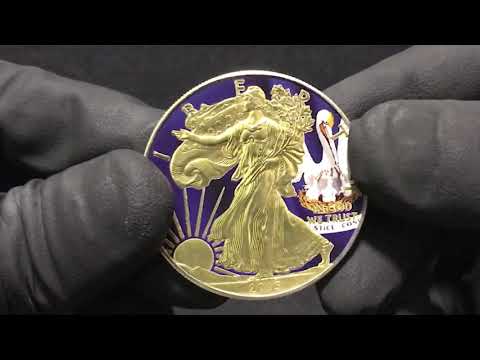 Moeda de 1 Onça Louisiana Flag American Eagle Gilded - World Silver Brasil