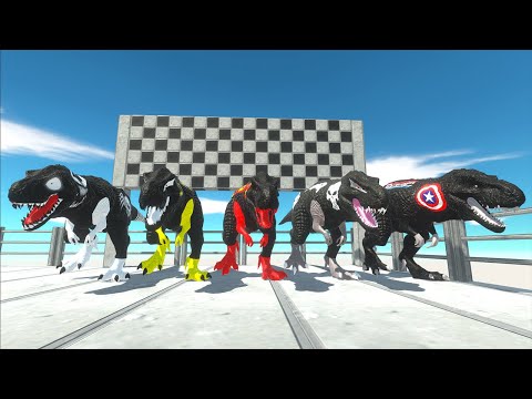 Team Black T-rex Superheroes Dc Marvel Speed Race Championship - Animal Revolt Battle Simulator