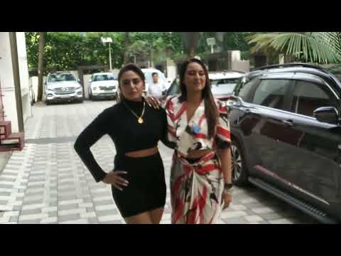 Sonakshi Sinha with Huma Qureshi Arrived for promote her song at t-serise office