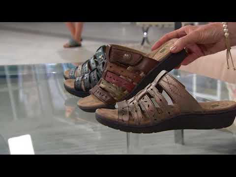 Earth Origins Leather Multi Strap Slide Sandals - Alaina on QVC