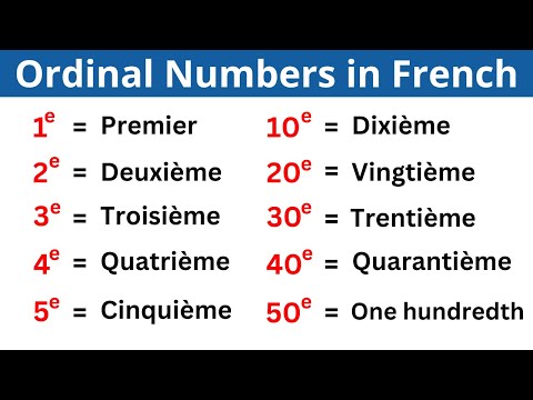 Ordinal Numbers in French 1-50