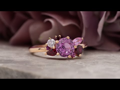 Rosebud: Pink Sapphire, Ruby and Diamond Cluster Ring | The Village Goldsmith