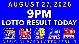 9pm Lotto Result Today August 27 2026 PCSO