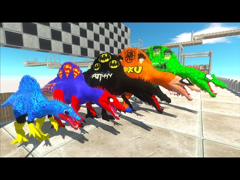 Huggy Wuggy vs Superman Spinosaurus Hunting found Jurassic world evolution - Dinosaurs Race Champion
