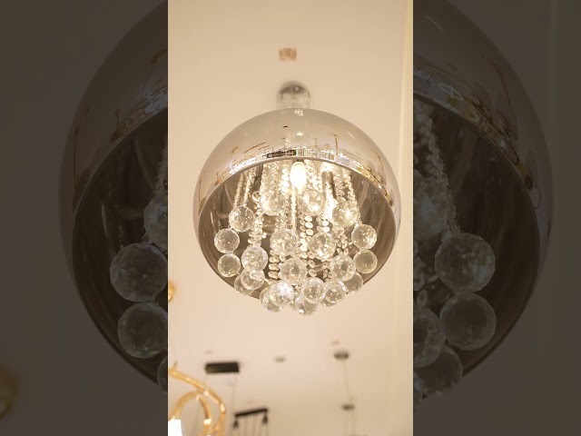 ثريا علاقي دائرية مودرن بزجاج  رمادي شفاف