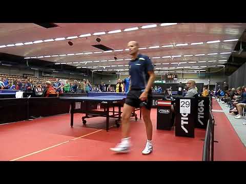 Table tennis, Jorma "Jorce" Lahtinen FIN vs. Mikael Mattiasson SWE: 1-3,  EVTTC2017 in Helsinborg