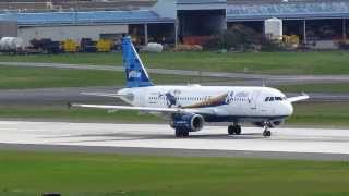 preview picture of video 'jetBlue Airways Airbus A320 With The Real Salt Lake City Paint Job Takes Off From KPDX On Runway 28L'