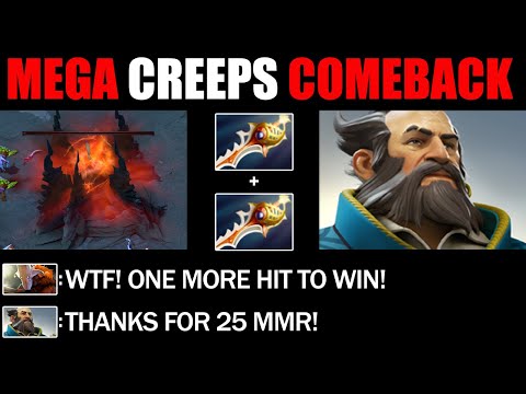 2X DIVINE RAPIER KUNKKA VS Mega Creeps - Unbelievable 1HP Ancients Comeback 7.26c Dota 2