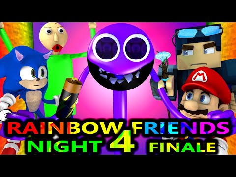 RAINBOW FRIENDS Chapter 1 VS SONIC MARIO BALDI STEVE Roblox CHALLENGE Night 4 Minecraft Animation