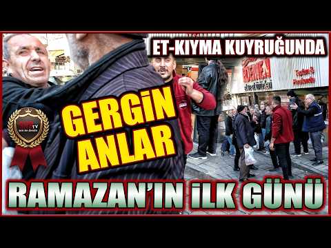 TENSE MOMENTS IN FRONT OF THE BUTCHER SHOP! AN ARGUMENT BROKE OUT IN THE MEAT AND MINCED MEAT QUE...