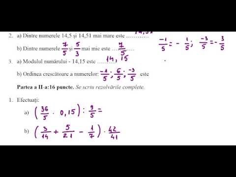 Clasa a VII-a - Cap. Numere raționale - TEST de Evaluare (nr. 1) - partea I