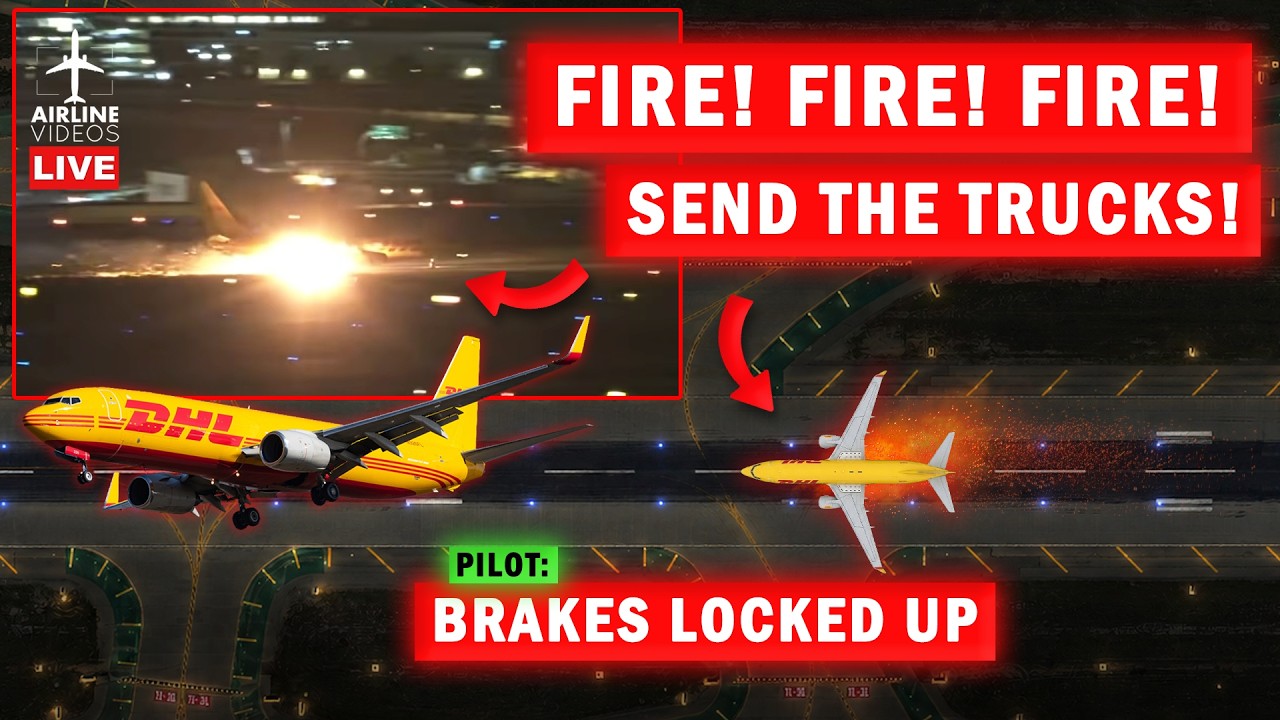 DHL Plane ON FIRE after Landing at LAX | Did Tires Explode?