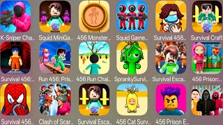 456 Survival Challenge,Squid Game Family,Survival Craft: Session 3,K-Sniper Challenge 3D,456 Prison