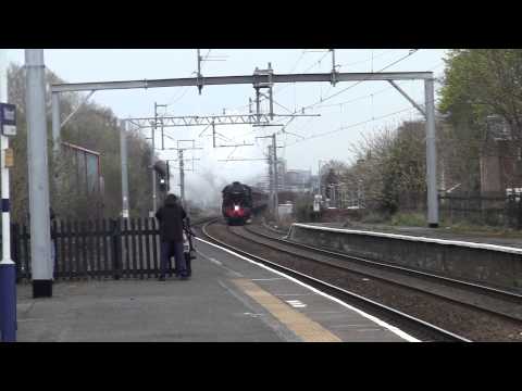 LMS 5MT 44871 and 45407 at Patricroft Railway Station with 'The Central Wales Explorer' Video