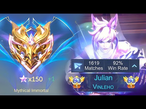 TOP 1 GLOBAL JULIAN SOLO RANK!! 😱 (WIN RATE 92%) | BUILD TOP 1 GLOBAL | MLBB