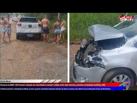 Buracos na MGC-383 causam colisão entre dois veículos, próximo a Soledade de Minas