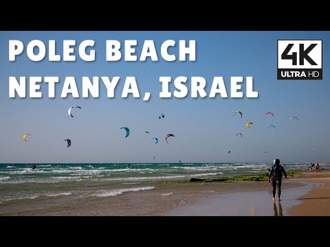Poleg Beach 🏖️, Summer ☀️ in Netanya Israel | 4K Relaxing Virtual Walk