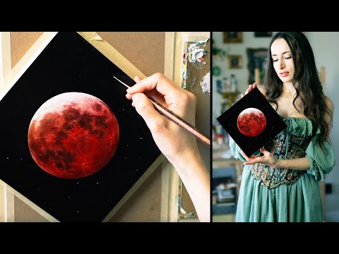 My Blood Moon Artwork🩸Oil Painting Time Lapse