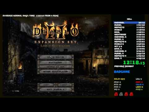 Sorceress Any% HC Old World Record - 1:19:53 - Diablo 2: Lord Of Destruction