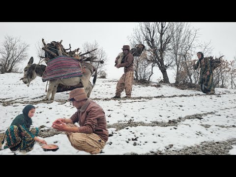 Freezing Survival! ❄️ Kamal and Halimeh Braving Deep Snow to Secure Fuel for Their New Home 🏔️🪵