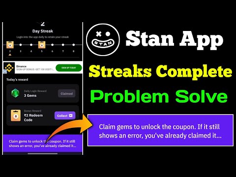 Claim Gems to Unlock the Coupon Problem in Stan App | You have already claimed it previously Problem