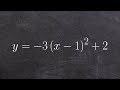 Graphing a quadratic equation using transformations