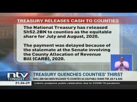 Counties receive money from National Treasury