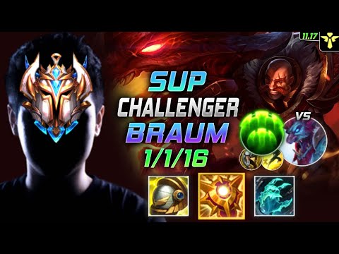 Challenger Braum Support vs Trundle - 챌린저 장인 서폿 브라움 템트리 룬 솔라리 수호자 ブラウム Браум 弗雷尔卓德之心 - LOL KR 11.17