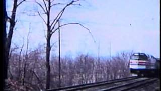 preview picture of video 'Amtrak & Penn Central on B&A - Westfield, MA -  April 1976'