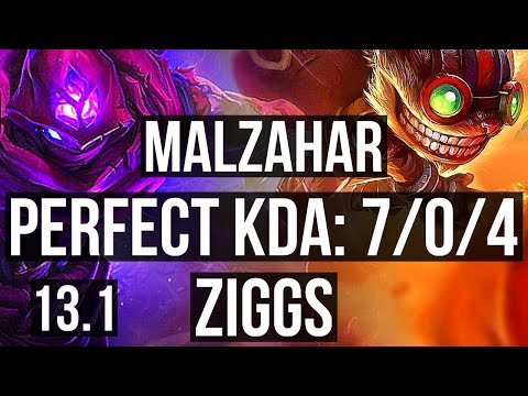 MALZ vs ZIGGS (MID) | 7/0/4, 4.1M mastery, 1900+ games, Godlike | KR Diamond | 13.1
