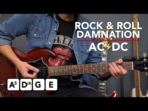 How to play "Rock And Roll Damnation" by AC/DC - EASY Guitar lesson tutorial