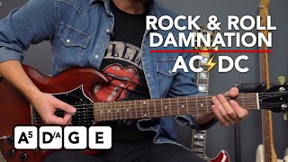 How to play &quot;Rock And Roll Damnation&quot; by AC/DC - EASY Guitar lesson tutorial