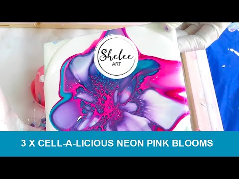 #45. Shelee Art - 3 X Neon Pink Blooms with cells
