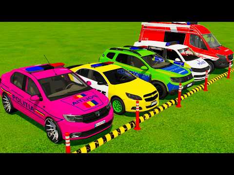 POLICE DACIA LOGAN CHEVROLET DUSTER WOLKSVAGEN FIRE MERCEDES TRANSPORTING ON MAB TRUCKS