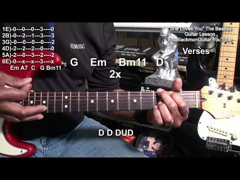 SHE LOVES YOU The Beatles Guitar Chords Lesson @EricBlackmonGuitar