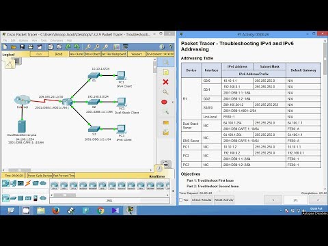 7.3.2.9 Packet Tracer - Troubleshooting IPv4 and IPv6 Addressing