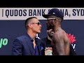 SHREDDED TONY HARRISON LOOKS DOWN ON TIM TSYZU IN INTENSE FACE OFF AT PRESS CONFERENCE!