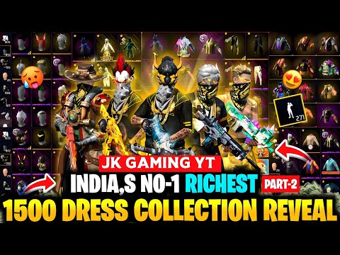 JK GAMING YT INDIA,S NO 1 RICHEST FREE FIRE ACCOUNT COLLECTION REVEAL || FF MOST RARE ID (PART - 2)