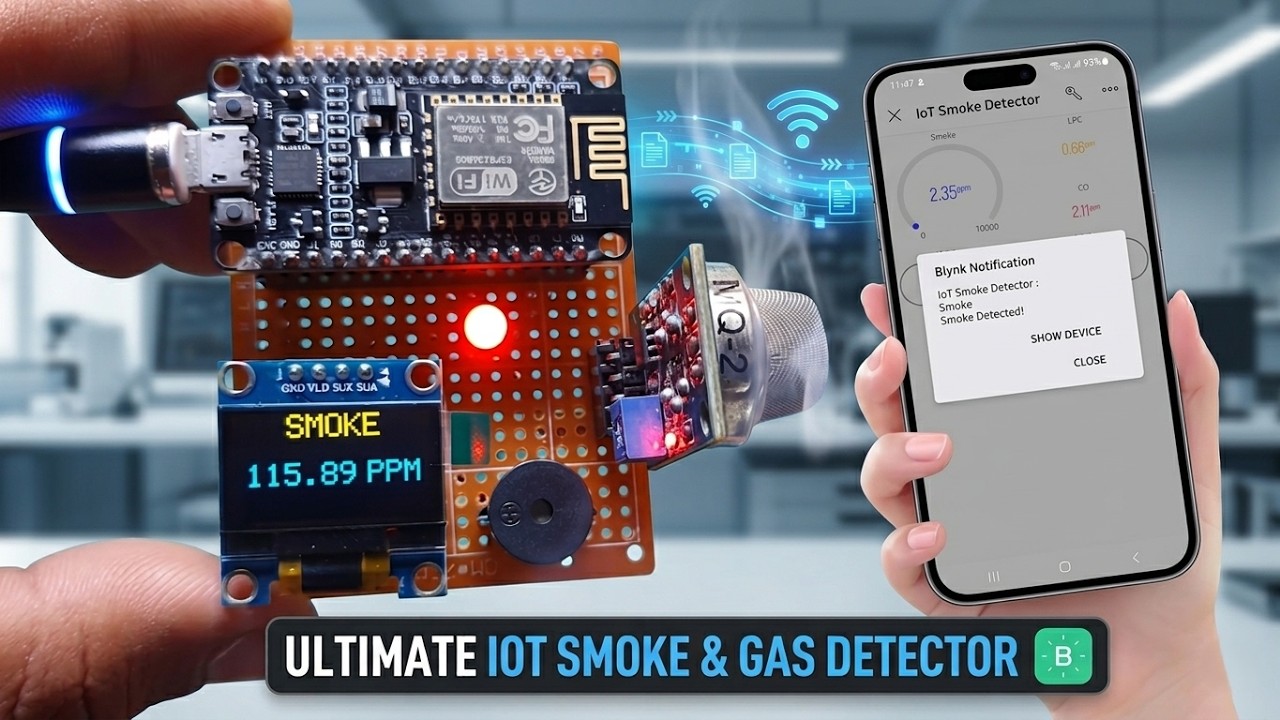 DIY IoT Smoke & Gas Detector using ESP8266, MQ2 Sensor & Blynk 2.0