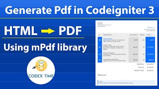 Download the video "How to generate Pdf in Codeigniter 3 using mPdf library | Php | Mysql | Html"