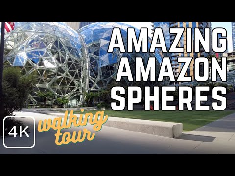 Walking Tour Around the Amazon Spheres and Downtown Seattle, WA Washington USA 2021