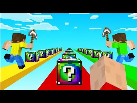 MINECRAFT 1v1v1 SPIRAL LUCKY BLOCK RACE! (VS Friends)