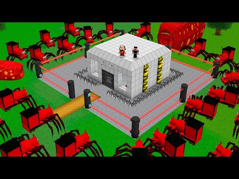 SURVIVAL SECURITY BUNKER WITH 100 CHOO CHOO CHARLES and TRAIN EATER in Minecraft - Gameplay - Coffin