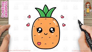 How to Draw a Cute Pineapple Simple & Easy for Kids