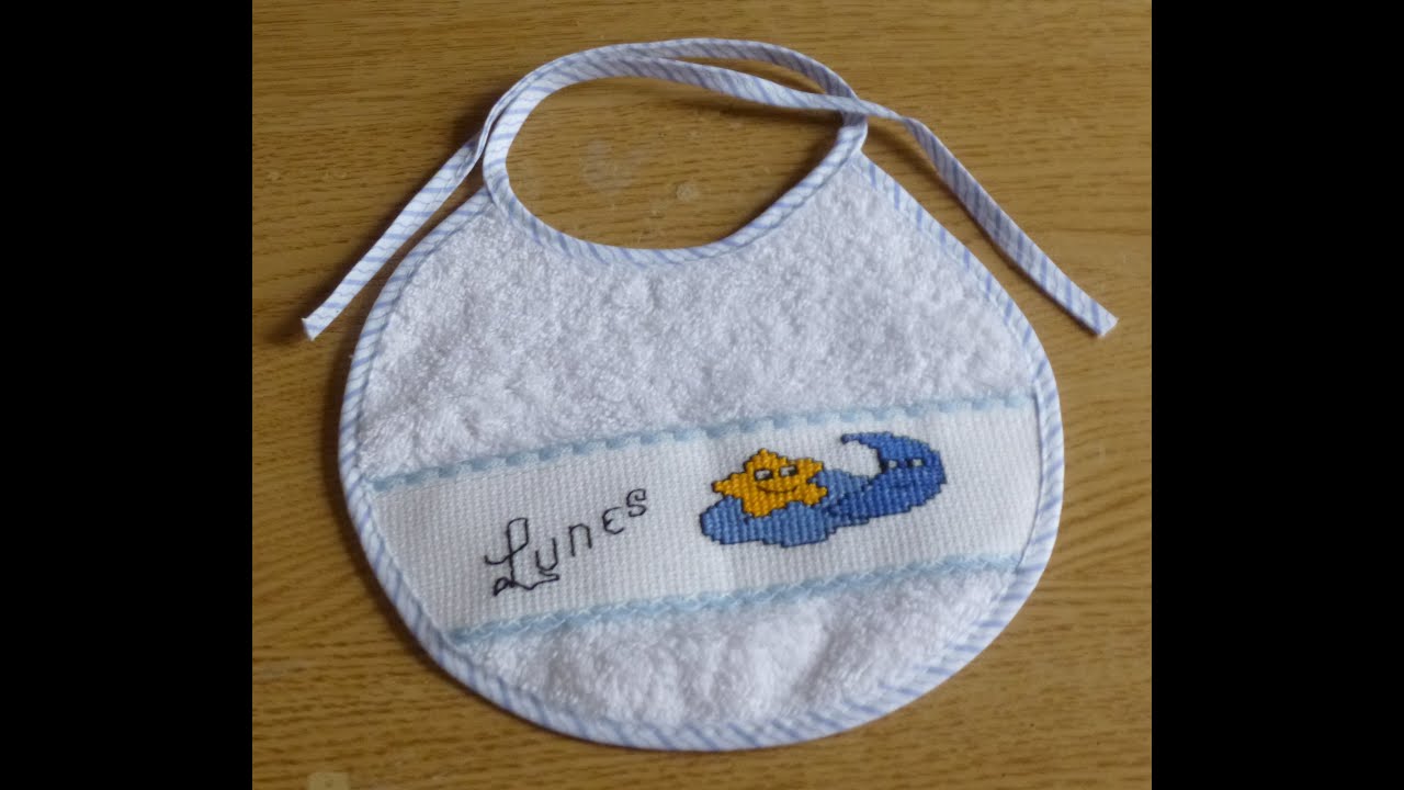 Como hacer baberos a punto de cruz SEMANARIO BABERO LUNES PARTE 2