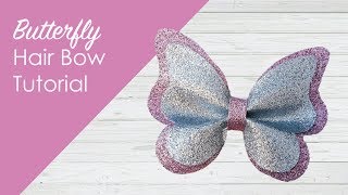 butterfly double layer pinch glitter bow tutorial