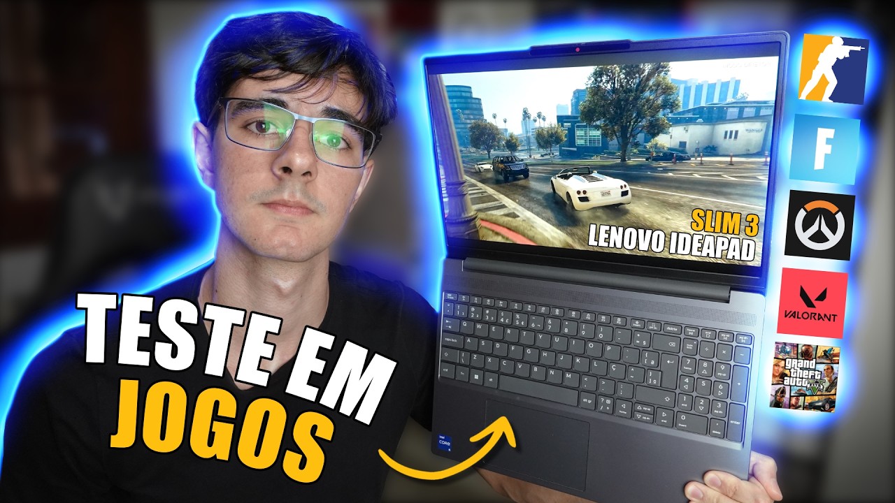 Miniatura da avaliação em vídeo de Notebook Lenovo IdeaPad Slim 3 15IRH10 Intel Core i5-13420H 8GB SSD 512GB Linux