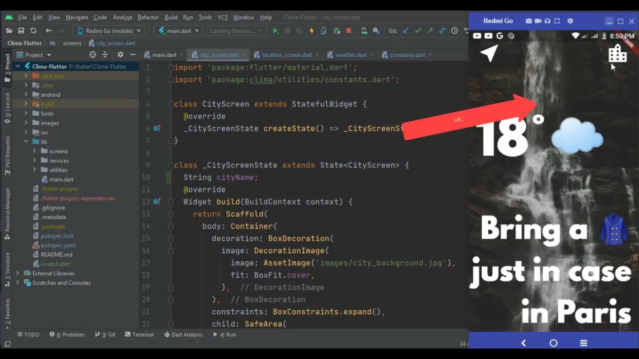 WeatherApp/ Flutter/ API from open weather map as a backend