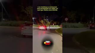 Motoboy visualizaram um motoqueiros roubando uma mochila e foram atrás. E recuperaram a mochila