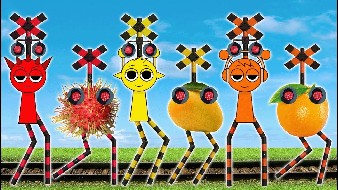 【 踏切アニメ 】倉庫の古い果物 🍉🥥 🍎Fumikiri 2D Railroad Crossing Animation